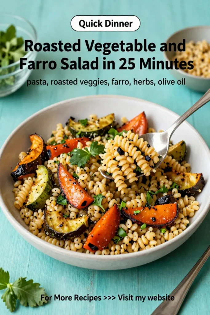 Pasta Salad Recipes: Roasted Vegetable and Farro Pasta Salad in 25 Minutes