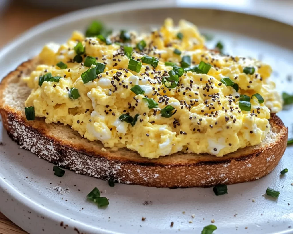 Breakfast: Cottage Cheese Scrambled Eggs With Everything Bagel Toast in 10 Minutes
