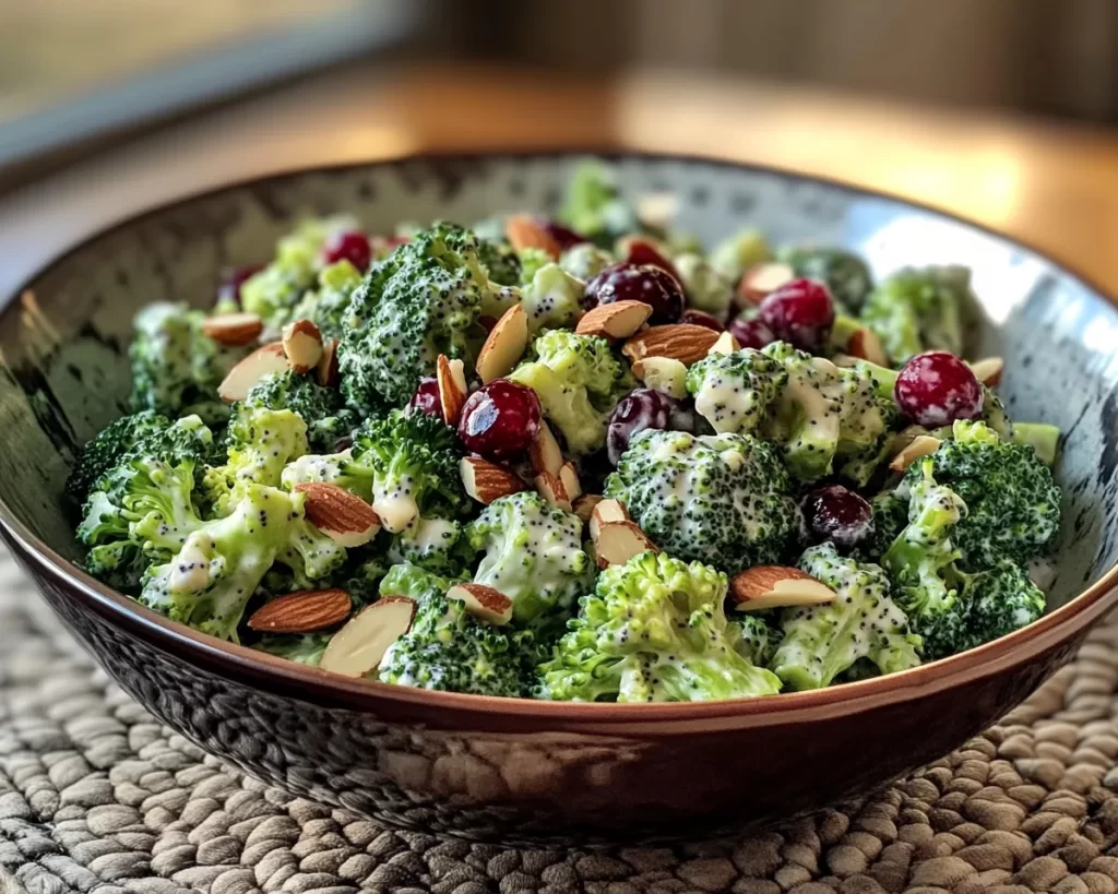 Broccoli Salad: Cranberry Almond Broccoli Salad With Poppy Seed Dressing in 15 Minutes