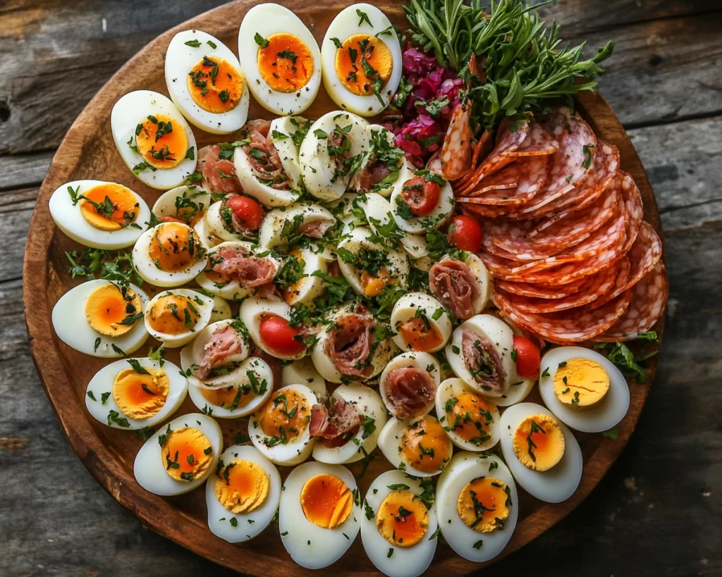 Deviled Eggs: Deviled Egg Charcuterie Platter With Garnishes in 25 Minutes