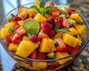 Fruit Salad: Honey Lime Tropical Fruit Salad With Mint in 10 Minutes