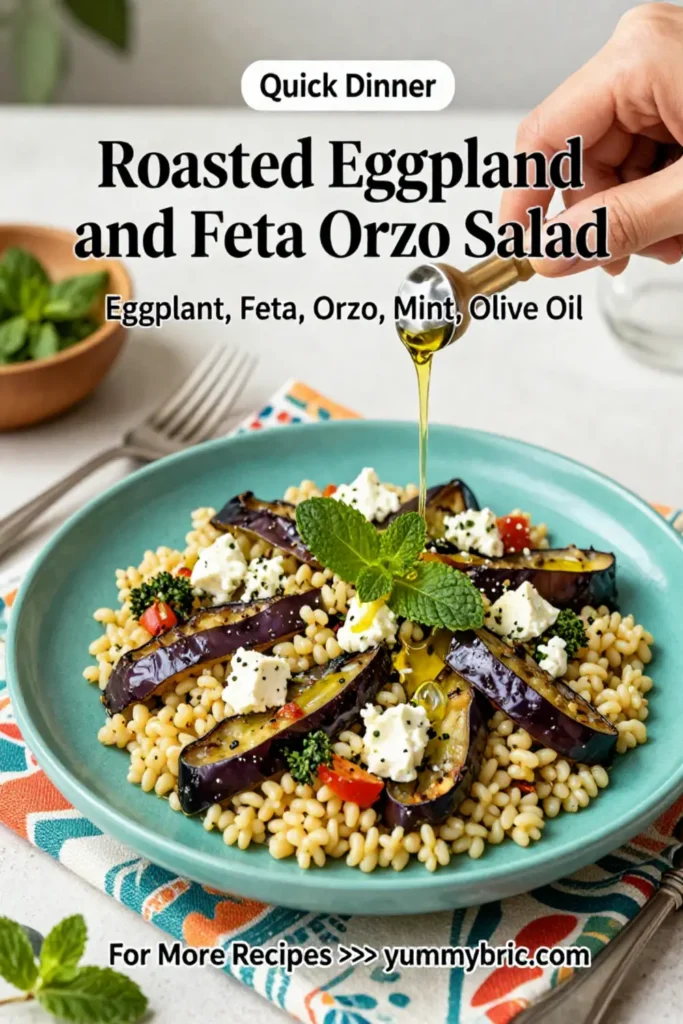 Pasta Salad Recipes: Roasted Eggplant and Feta Orzo Salad With Mint in 25 Minutes