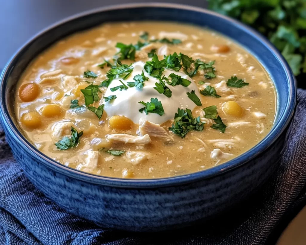 Crockpot Recipes: Crockpot White Chicken Chili With Cream Cheese in 10 Minutes Prep