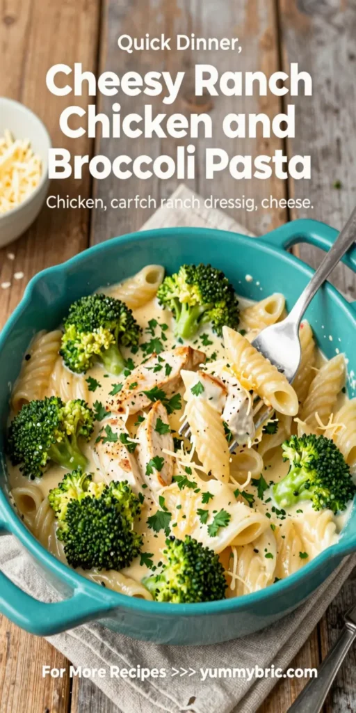 Cheesy Ranch Chicken and Broccoli Pasta Skillet