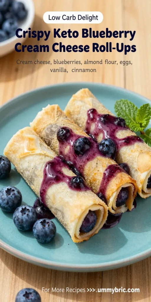 Crispy Keto Blueberry Cream Cheese Roll-Ups