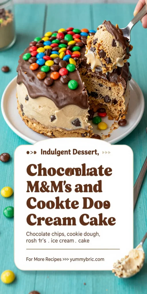 Decadent Chocolate M&M's and Chocolate Chip Cookie Dough Ice Cream Cake