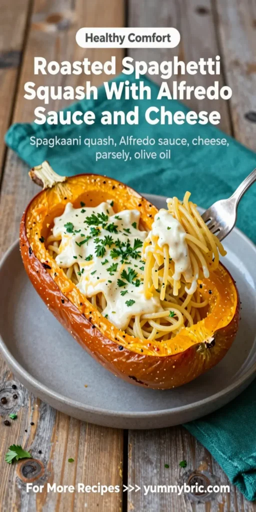 Roasted Spaghetti Squash With Alfredo Sauce and Cheese