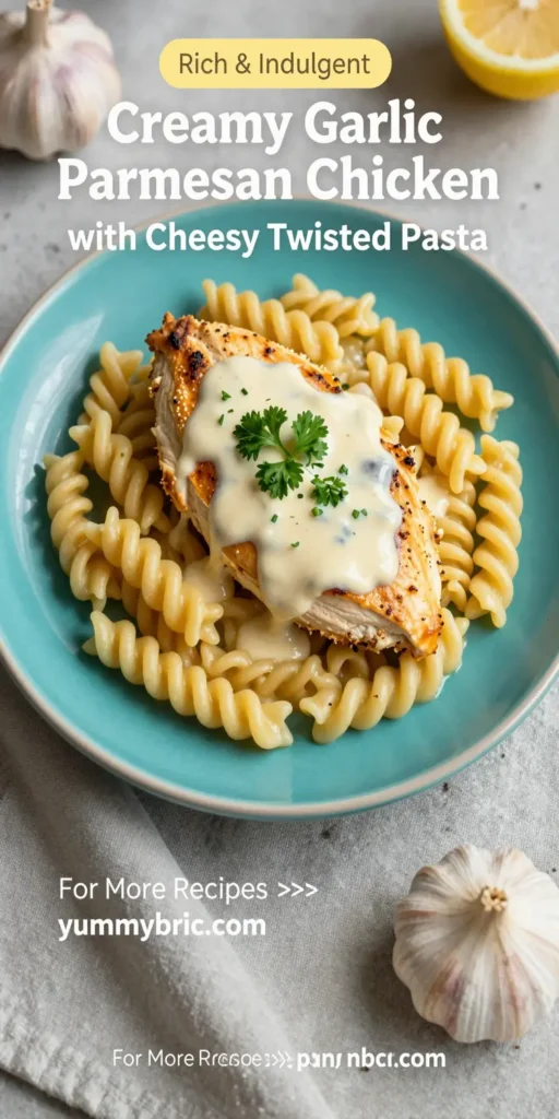 Creamy Garlic Parmesan Chicken with Cheesy Twisted Pasta