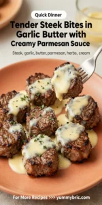 Tender Steak Bites in Garlic Butter with Creamy Parmesan Sauce
