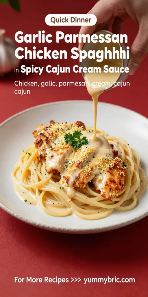 Garlic Parmesan Chicken Spaghetti in Spicy Cajun Cream Sauce