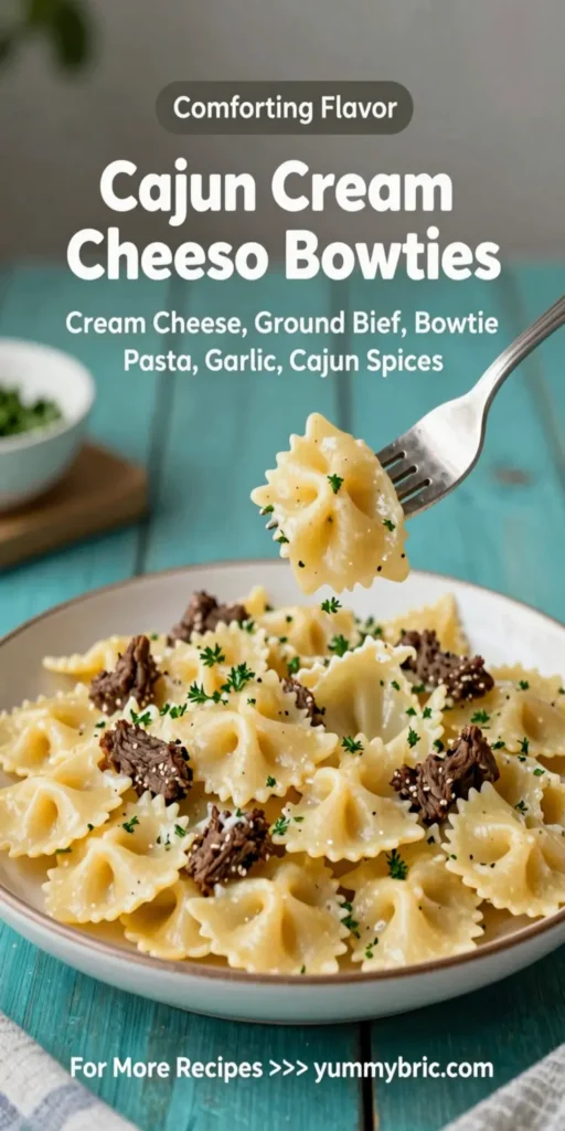 Cajun Cream Cheese Alfredo Bowties with Spiced Ground Beef