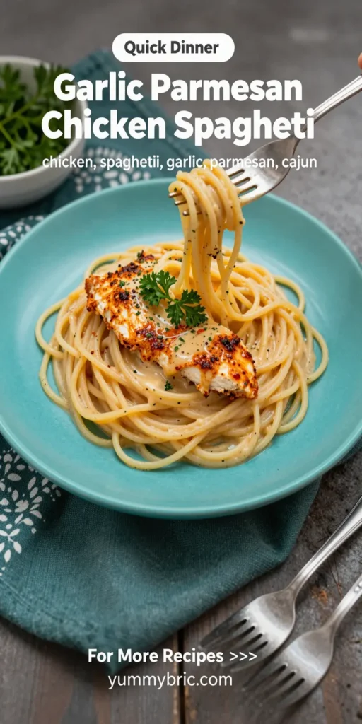 Garlic Parmesan Chicken Spaghetti in Spicy Cajun Cream Sauce