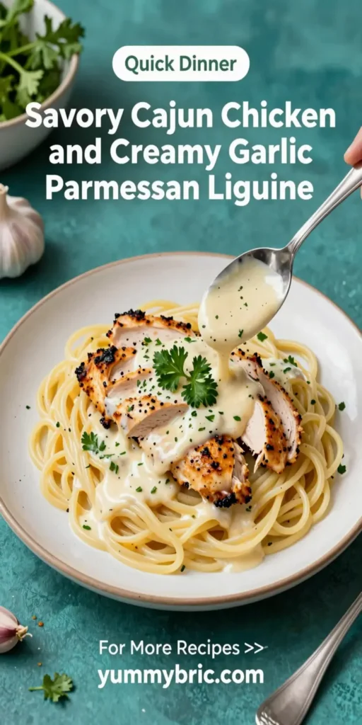 Savory Cajun Chicken and Creamy Garlic Parmesan Linguine