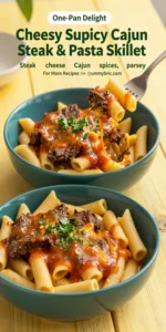 Cheesy Spicy Cajun Steak & Pasta Skillet