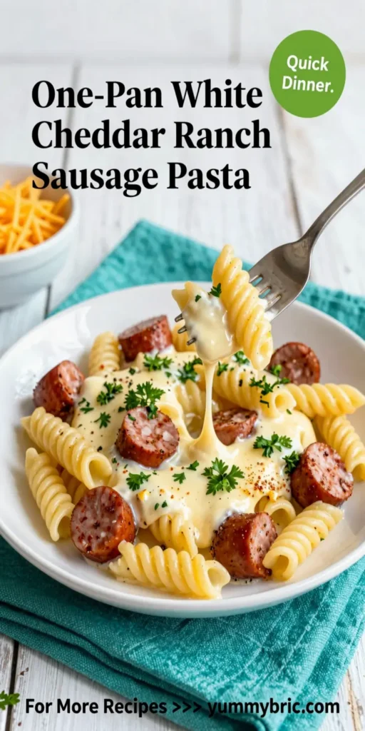 One-Pan White Cheddar Ranch Sausage Magic Pasta