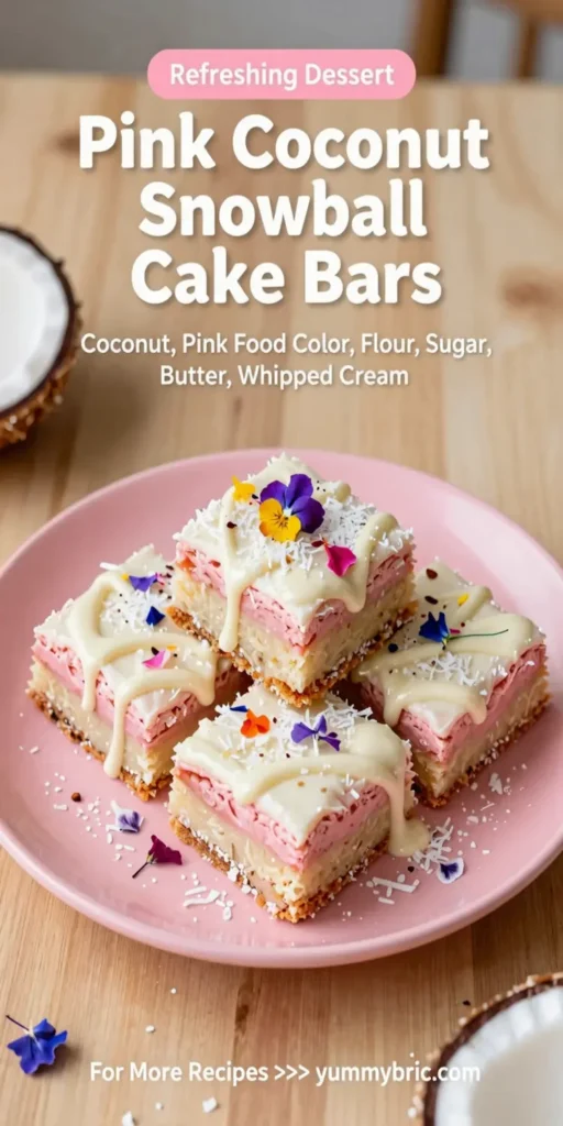 Pink Coconut Snowball Cake Bars