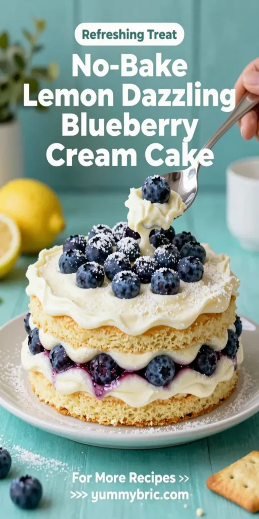 No-Bake Lemon dazzling Blueberry cream Cake