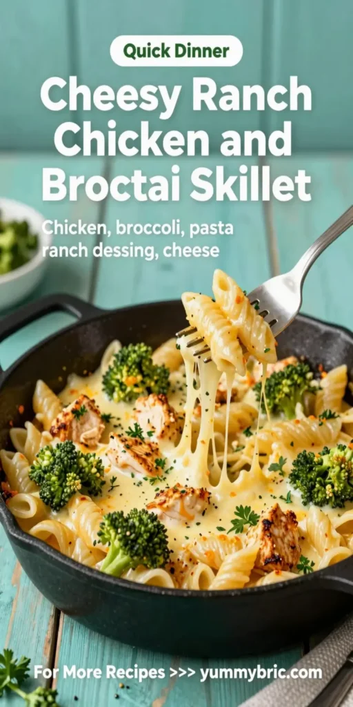 Cheesy Ranch Chicken and Broccoli Pasta Skillet