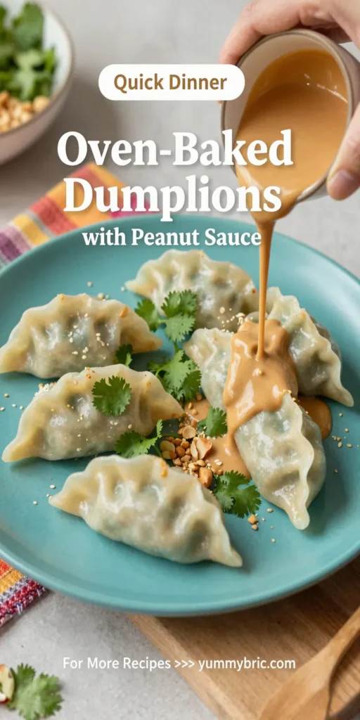 Oven-Baked Dumplings with Peanut Sauce
