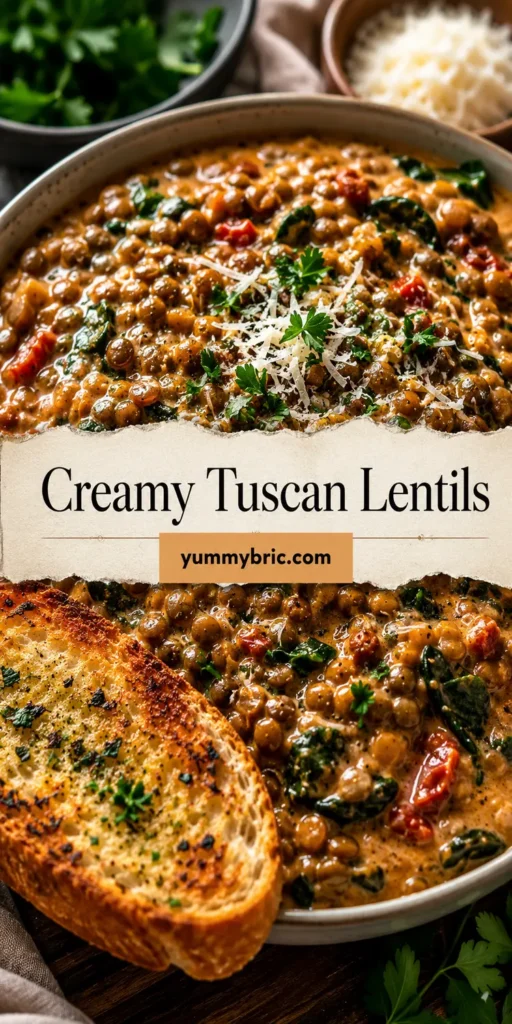 Creamy Tuscan Lentils with Garlic Bread