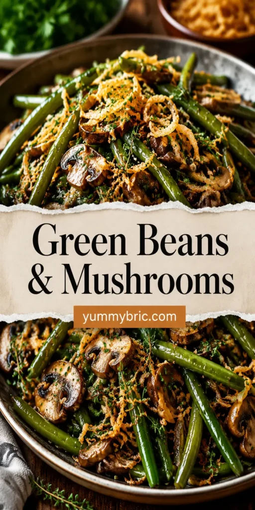 Green Beans and Mushrooms with Crispy Onions