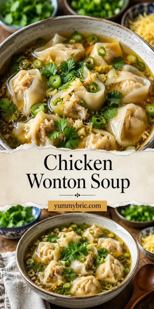 Chicken Wonton Soup with Garlic Ginger Broth