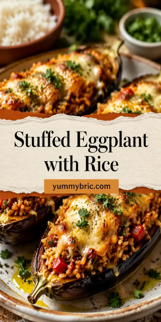 Stuffed Eggplant with Rice, Herbs, and Cheese