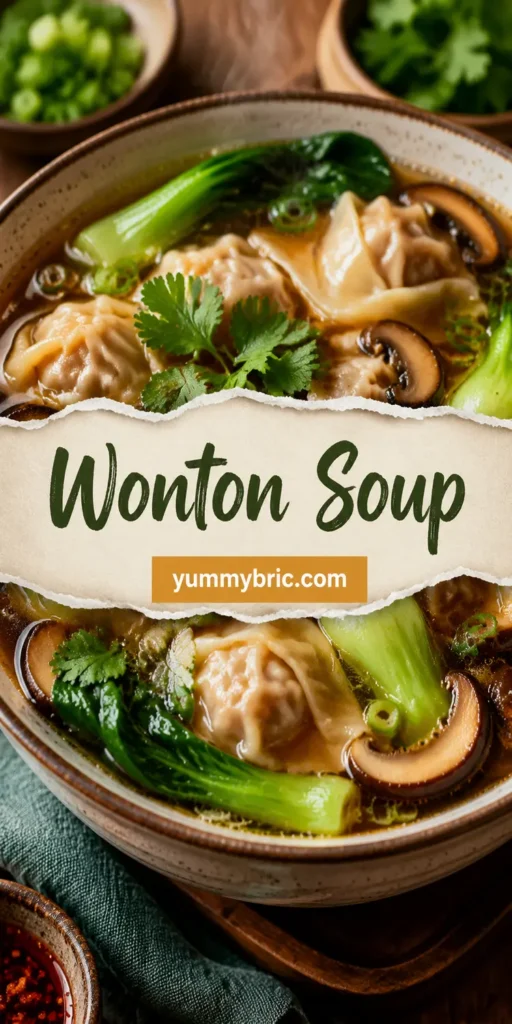 Wonton Soup with Bok Choy and Mushrooms