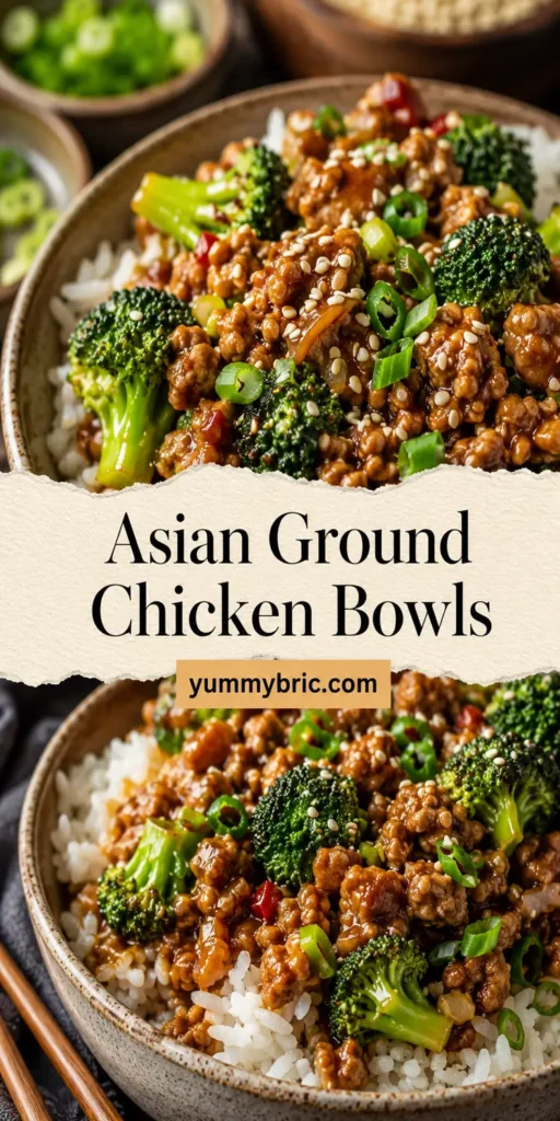 Asian Ground Chicken Broccoli Bowls