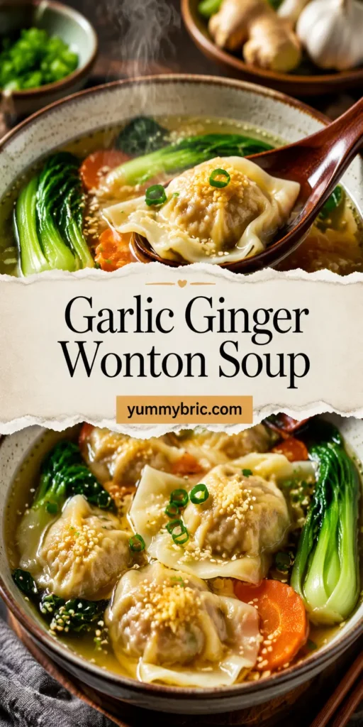 Garlic Ginger Wonton Soup for Cold Days