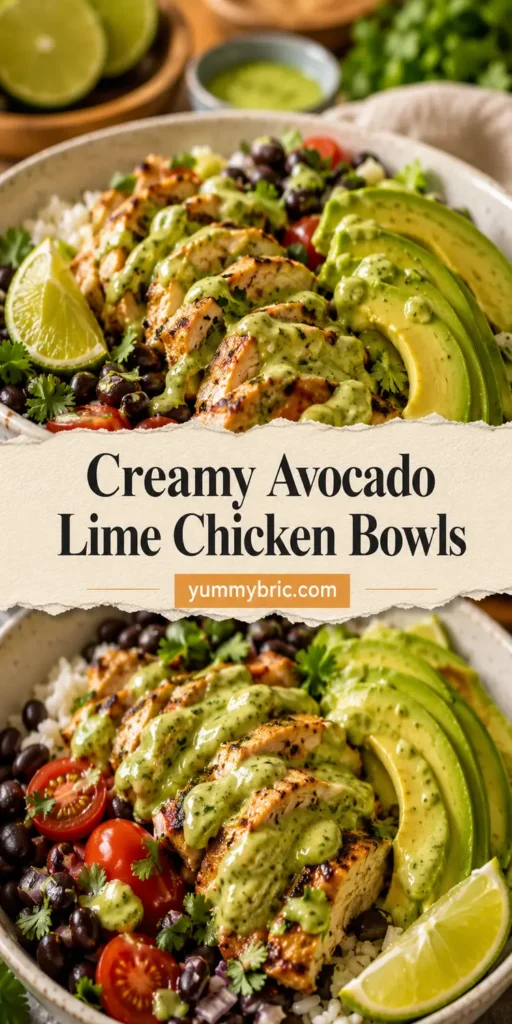 Creamy Avocado Lime Chicken Bowls
