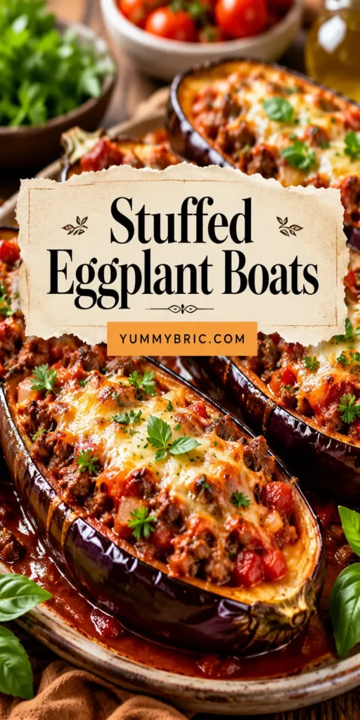 Stuffed Eggplant Boats with Beef and Tomato Sauce