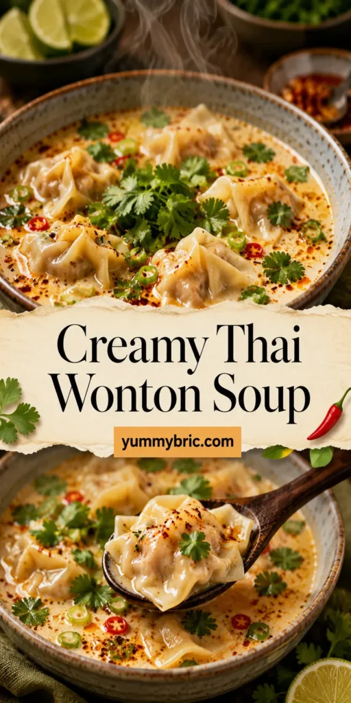 Creamy Thai Wonton Soup with Coconut Broth