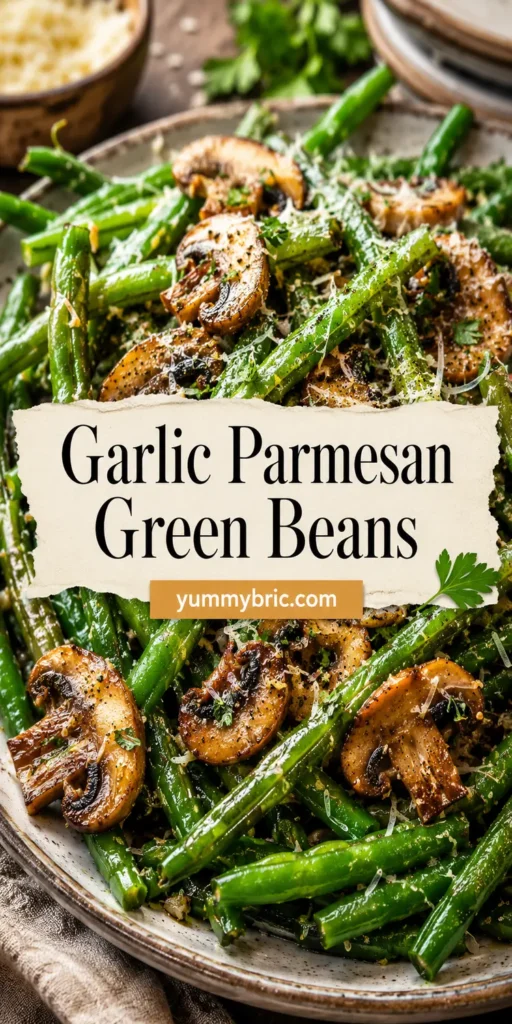 Green Beans with Garlic Mushrooms and Parmesan