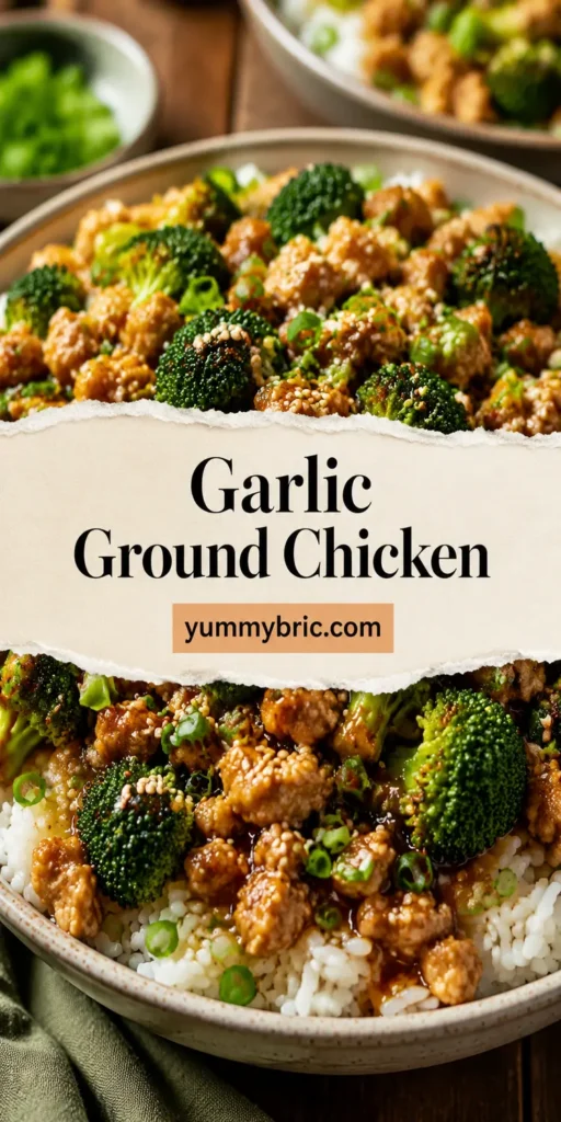 Garlic Ground Chicken with Broccoli and Rice
