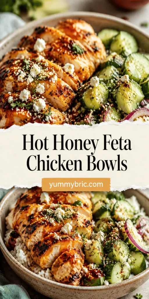 Hot Honey Feta Chicken Bowls with Cucumber Salad