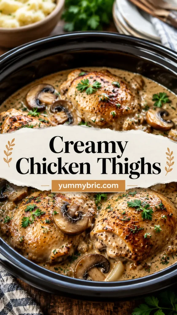 Slow Cooker Creamy Chicken Thighs with Mushrooms