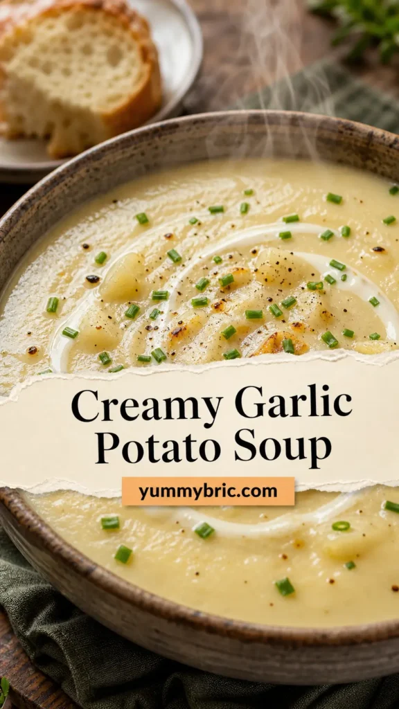 Creamy Garlic Potato Soup with Crusty Italian Bread