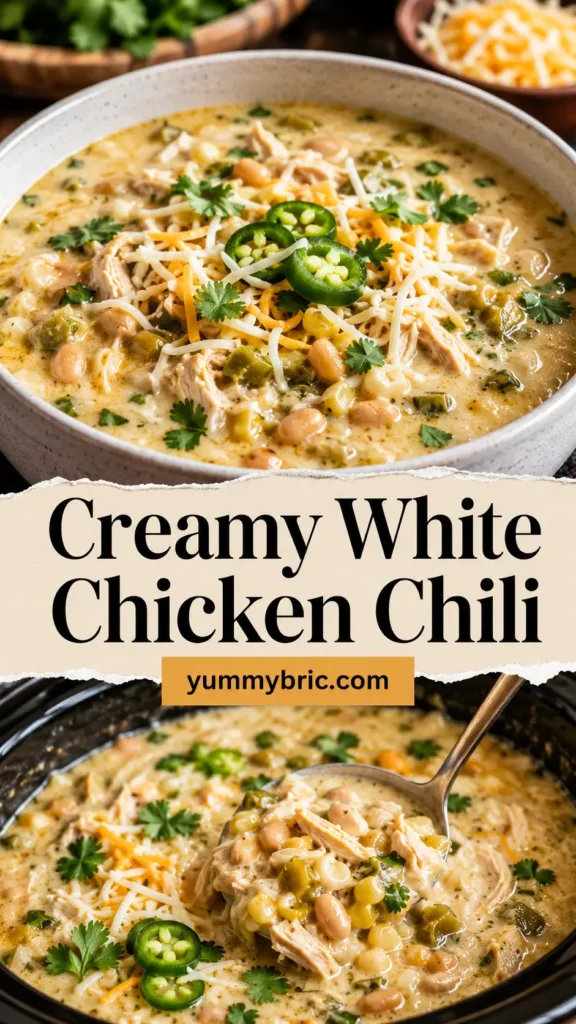 Crockpot White Chicken Chili with Cream Cheese