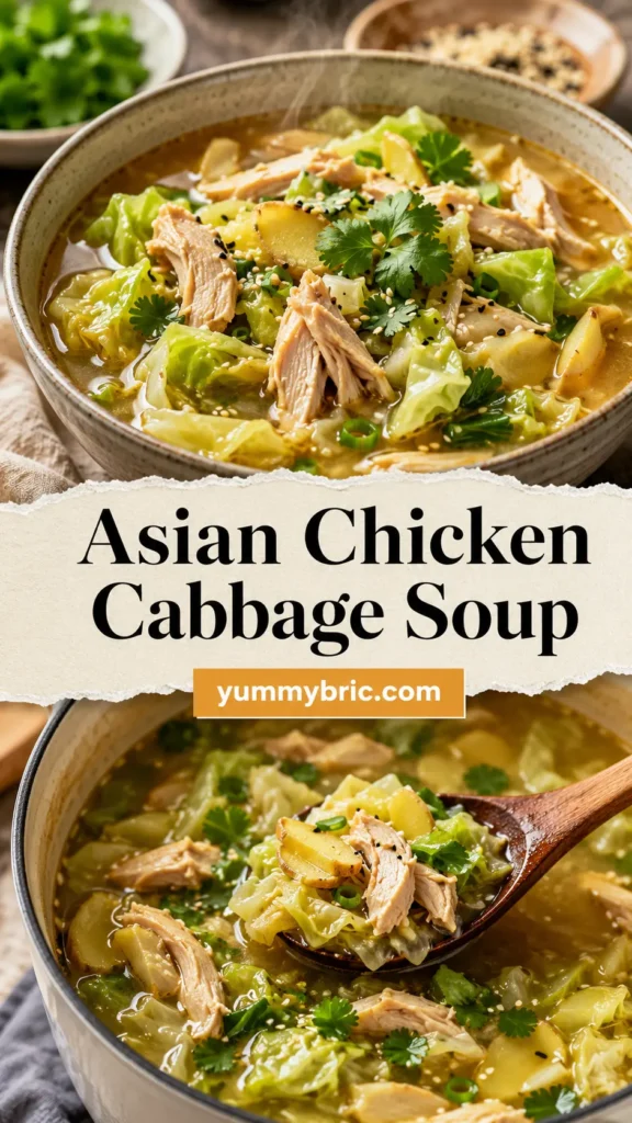 Asian Chicken Cabbage Soup with Ginger Broth