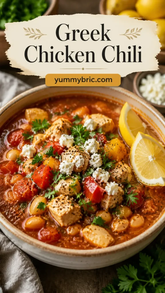 Greek Chicken Chili with Lemon and Herbs