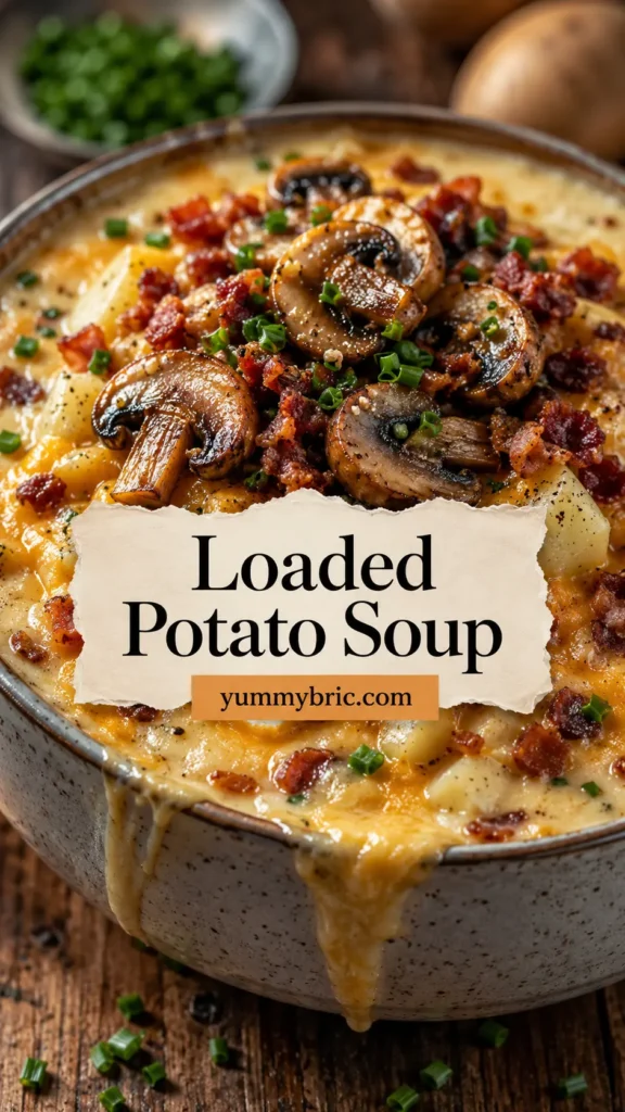 Loaded Potato Soup with Garlic Butter Mushrooms