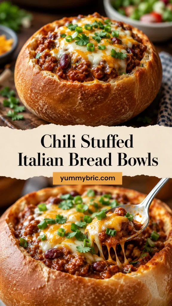 Chili Stuffed Italian Bread Bowls