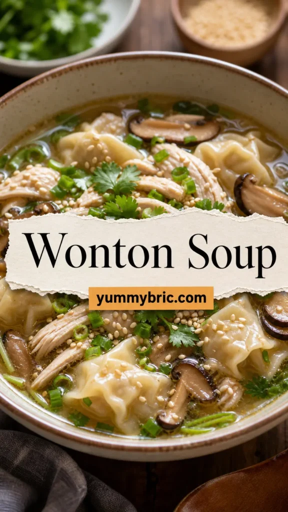 Easy Wonton Soup with Chicken and Mushrooms