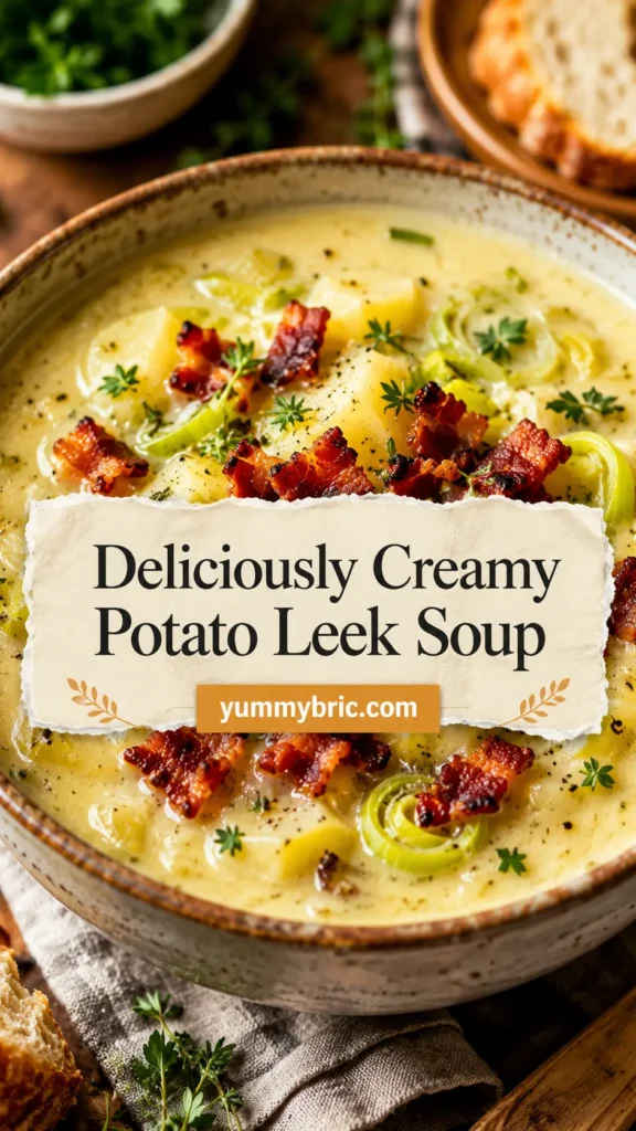 Creamy Potato Leek Soup with Crispy Bacon