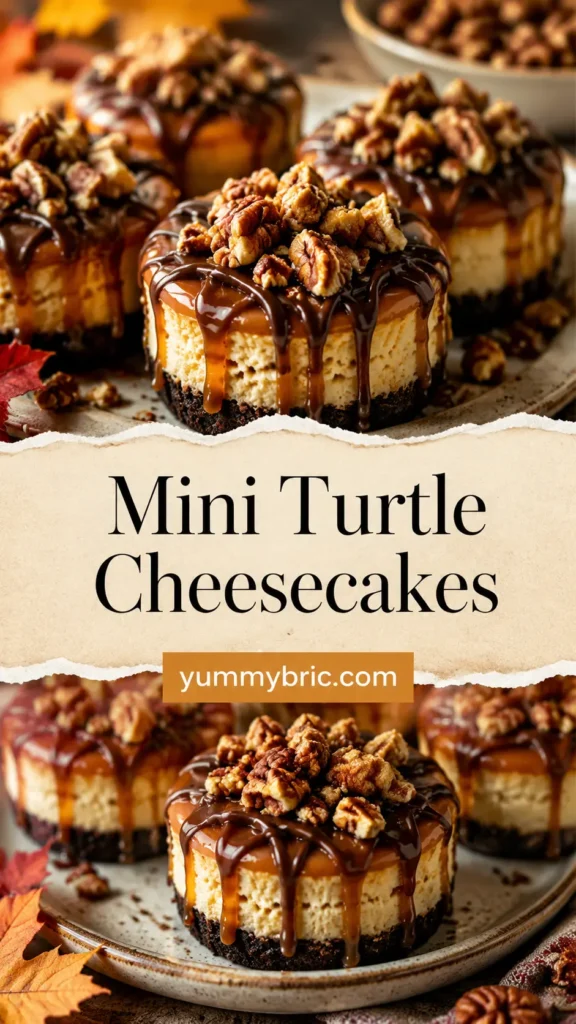 Mini Turtle Cheesecakes for Fall Dessert Table