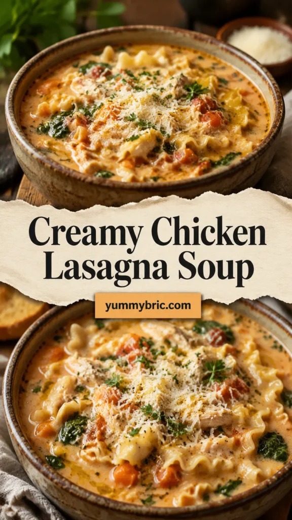 Creamy Chicken Lasagna Soup with Parmesan