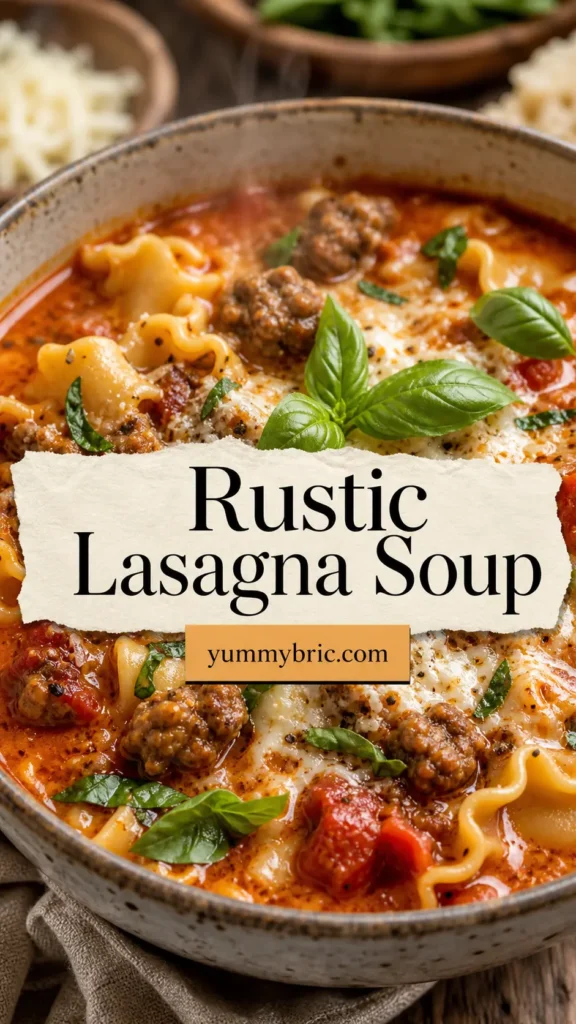Rustic Lasagna Soup with Sausage and Basil