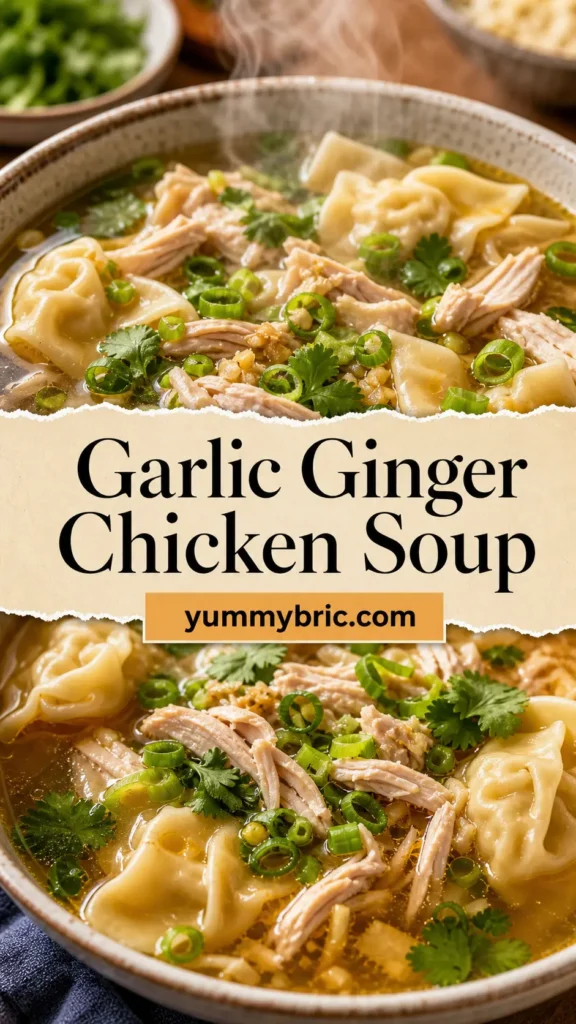 Garlic Ginger Chicken Soup with Wontons