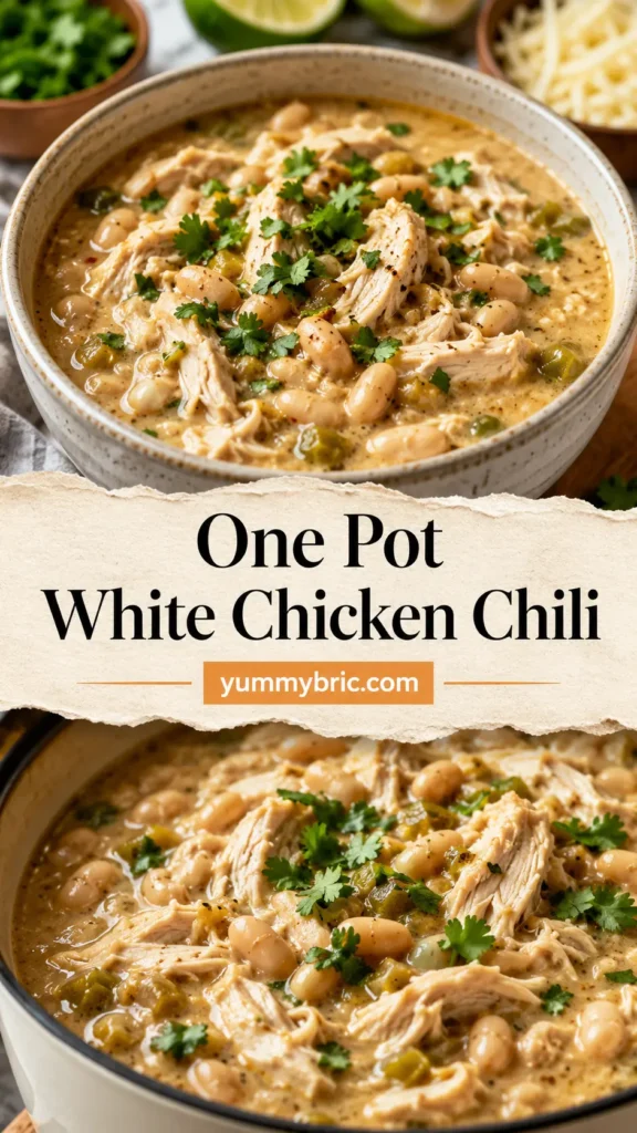 One Pot White Chicken Chili with Tender Chicken